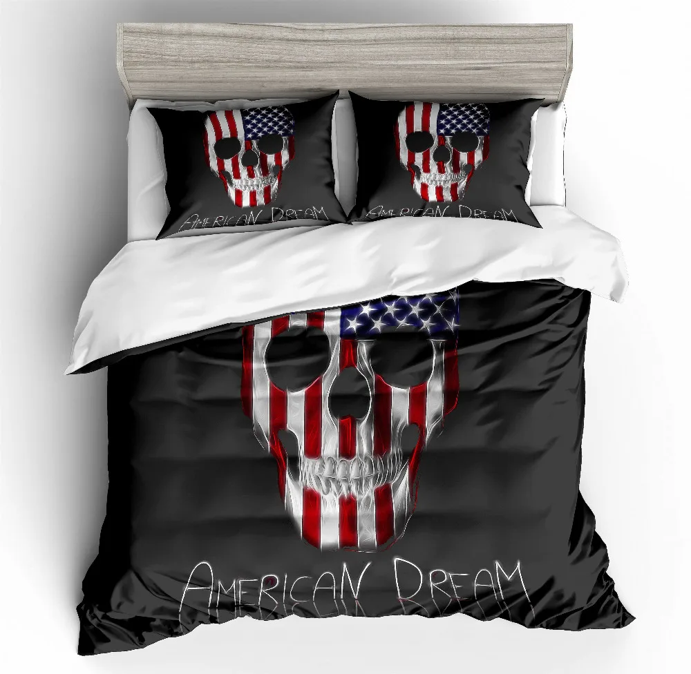 

MUSOLEI 3D Duvet Cover Set American flag Steam balck background Bed Sheet Twin queen king