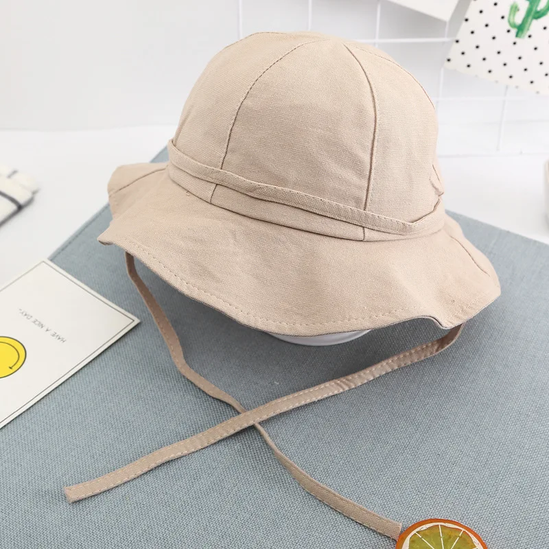 

Baby Girl Panama Beach Accessories Kids Cotton Children Casual Solid Dome Bucket Hat Kids Pink Japan Style Summer Harajuku Cap