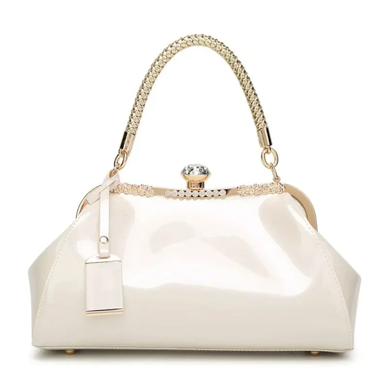 Женская сумка через плечо, сумка через плечо, женская сумка-тоут, лакированная кожа, вечерняя сумочка-клатч - Цвет: white