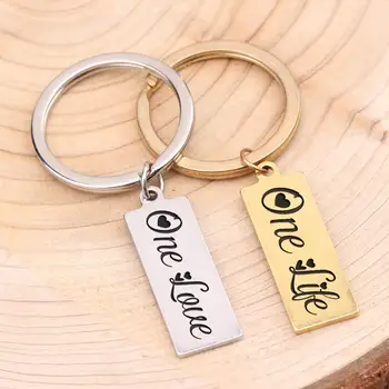 

One Love One Life Couple Key Chain For Lover Car Key Pendant Accessories 1 Pair Stainless Steel Jewelry 3 Colors Choose Keyring