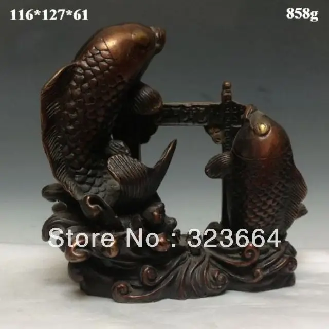 

Chinese Bronze Statue w Fish NR