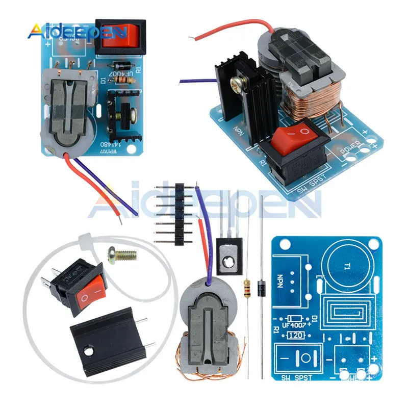 Высокая частота 15кВ трансформатор постоянного тока высокого напряжения дуговой зажигания Генератор Инвертор Boost Diy электронный модуль платы блока программного управления 18650 - Цвет: Diy set