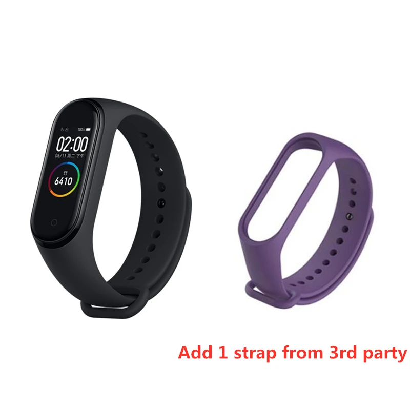 Xiaomi Mi Band 4 Smart Bracelet AMOLED Screen Miband 4 Smartband Fitness Traker Bluetooth 5.0 Sport Waterproof Smart Band - Цвет: add strap and film