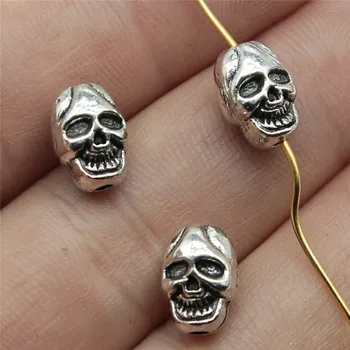 

WYSIWYG 5pcs 10x7x6mm Skull Beads Charm Bracelets Accessories Small Hole Skull Beads Charms Double Sided Skull Beads