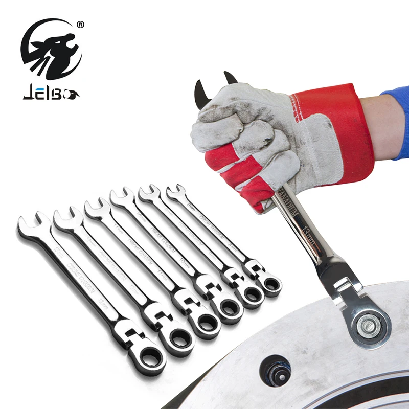 

JelBo 8-13mm Ratchet Gears Wrench Set 6Pcs Adjustable Flexible Open End Wrenches Repair Tools Bike Torque Spanner Torque wrench