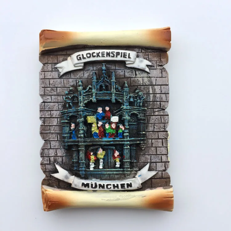 

Lychee Life Munich City Hall Carillon House Refrigerator Magnetic Sticker Famous Landscape Magnet Modern Kitchen Decoration