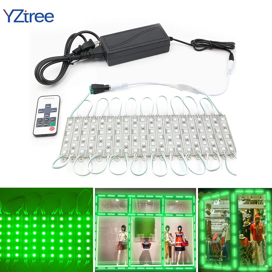 

Super Bright SMD 5054 LED Module Light 6LEDs DC12V Waterproof Store Window Lights LED Advertisement Module Light Lamps (Green)