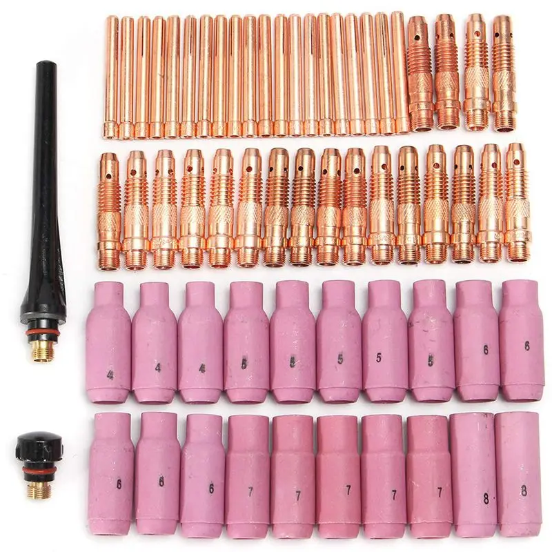

HLZS-1 Set 62Pcs Tig Welding Torch Ceramic Copper Nozzle Pyrex Cup For Welding Machine WP-26/17/18 Kit