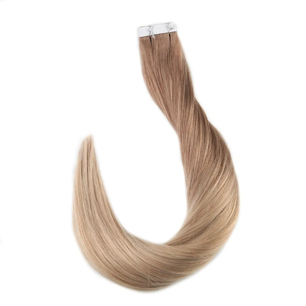 Full Shine Ombre Color Tape in Hair Machine Remy Human Hair Extensions 20 Pieces 50 Gram Per Package Glue on Hair Extension