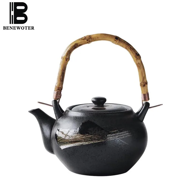 

640/800ml Vintage Black Zen Japanese Style Ceramic Teapot Kung Fu Tea Set Home Kettle Restaurant Drinkware Teaware Home Decor