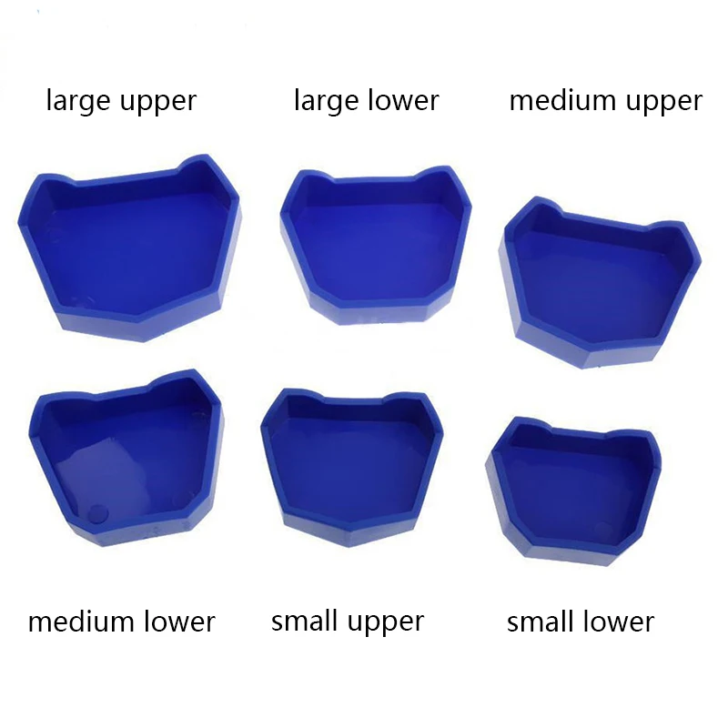 6 шт. Стоматологическая лабораторная штукатурка модель база бывший формы лоток стоматолога Инструмент Синий 3 размера(Большой/средний/маленький