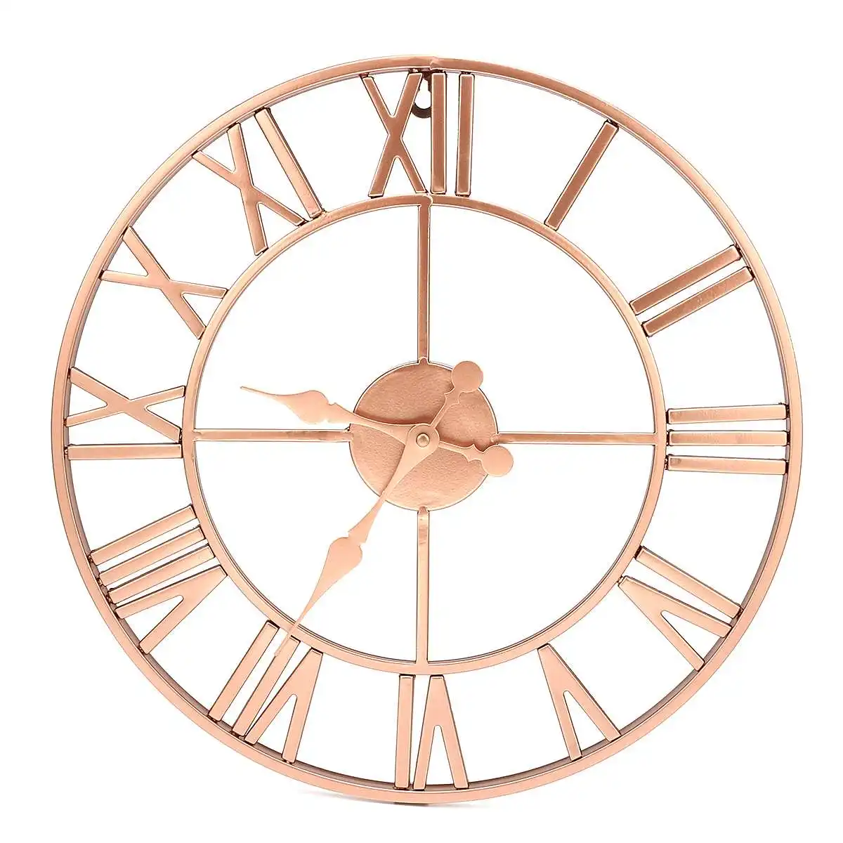 

Metal Rose Gold & Copper Roman Openwork Silent Wall Clock Home Decor Living Room Simple Design 40cm