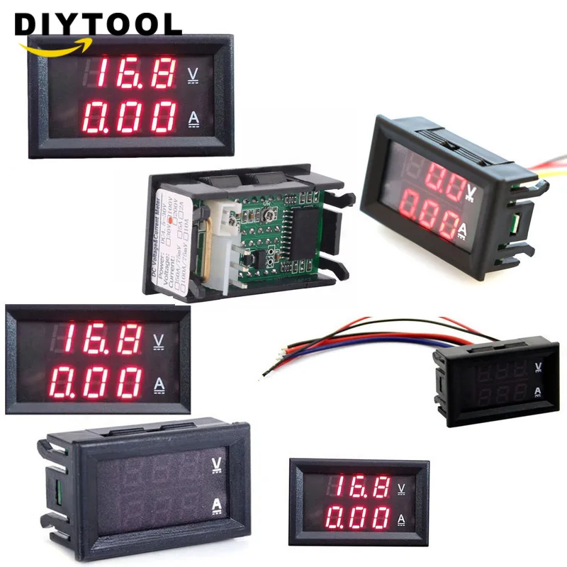 

Digital DC Voltmeter Ammeter DC 100V 5/10/20/50A Voltage Current Meter Power Supply Red red LED Dual Display