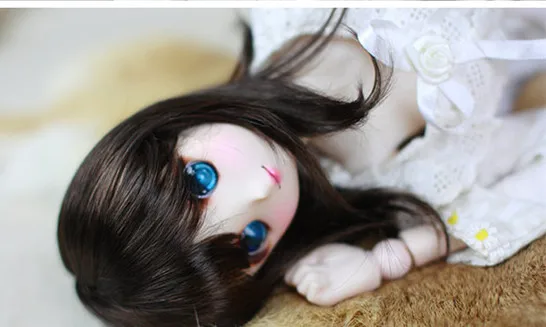 1/4 BJD SD DD кукла парики имитация мохера коричневый черный цвет средней длины волос подходит для 22-24 см окружность головы куклы