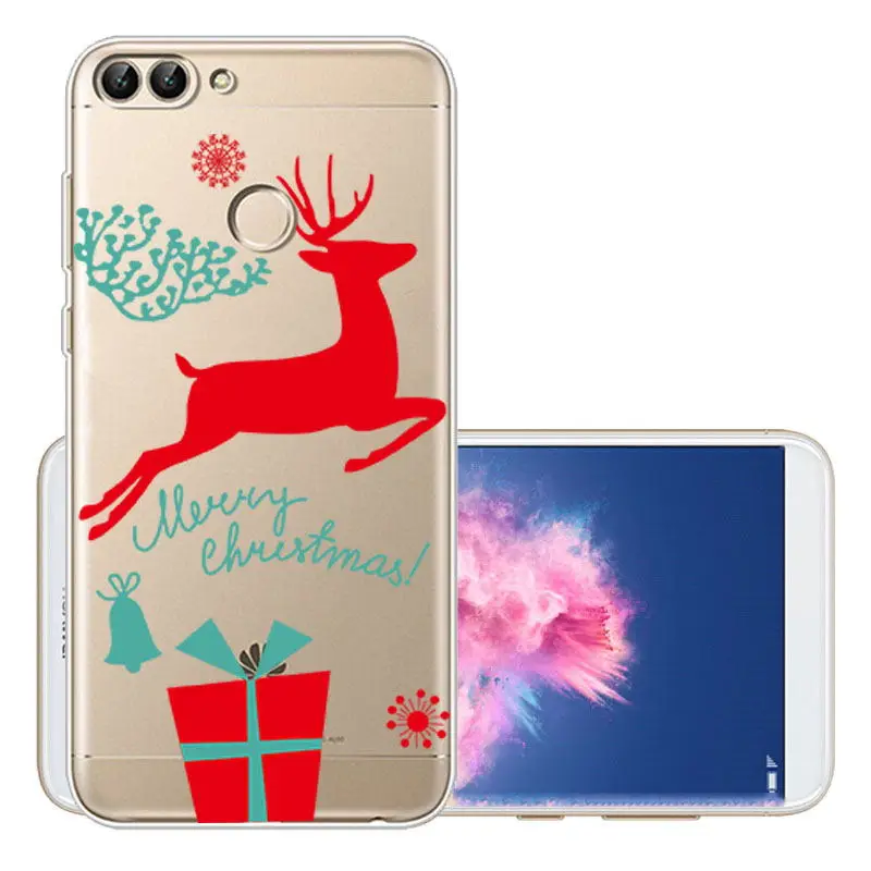 Christmas Festive Santa Reindeer Printed Soft TPU Case sFor Huawei P Smart Y5 2017 Y6 2018 Mate 20 Lite Honor 10 8X Clear Cover  (3)