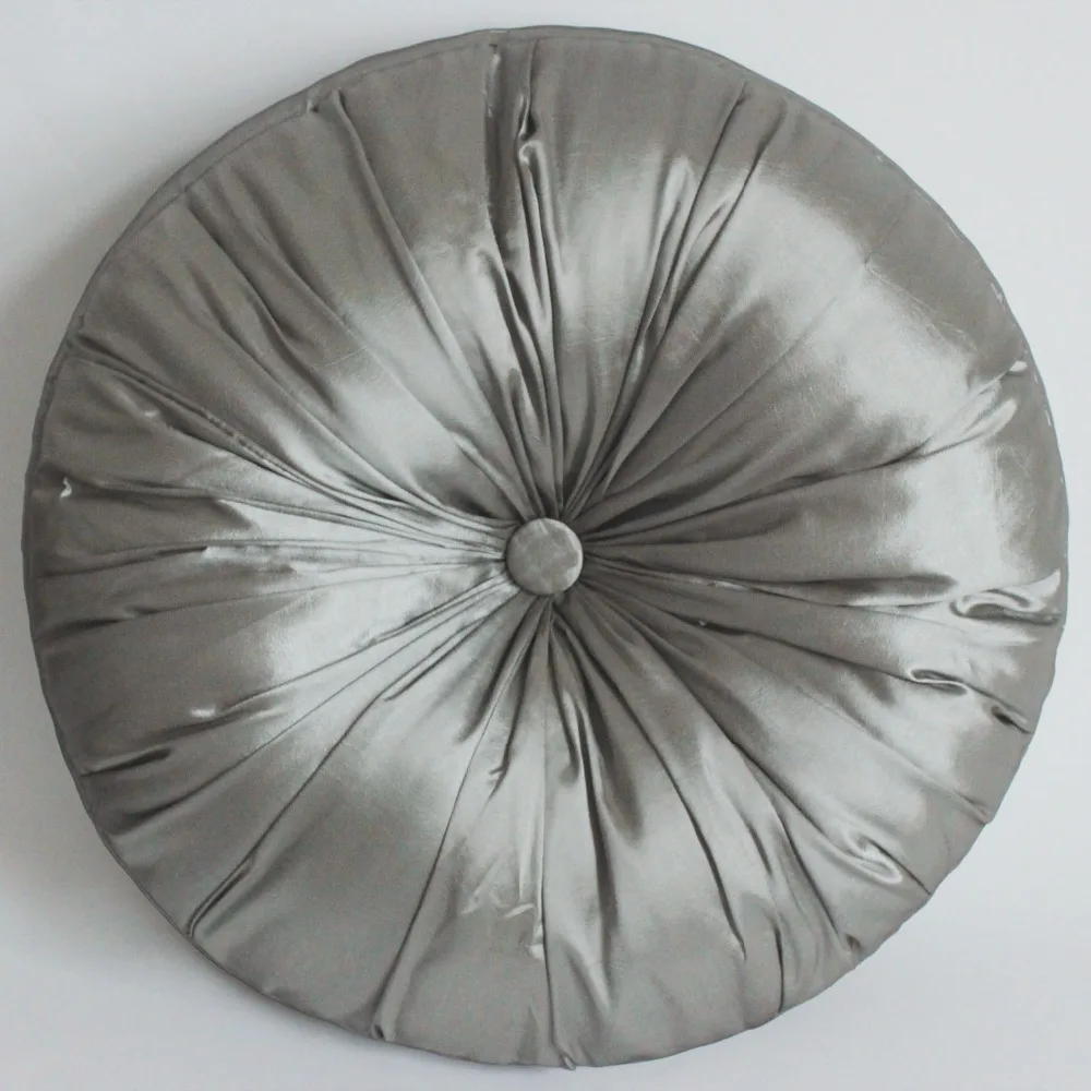 Free shipping! Faux Silk Button Design Round Cushion WIth 100