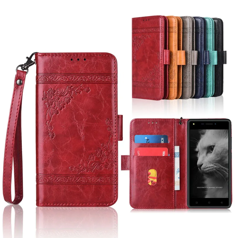 

Newest Wallet case forDEXP BL250 case with Strap,100% special PU leather embossing flower case
