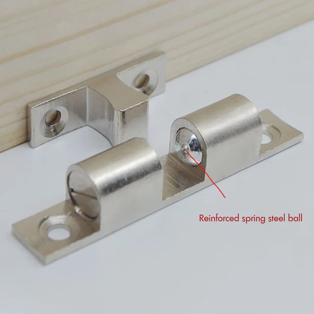 Uxcell 2pcs Brass Double Ball Catch - 70mm Silver Tone Cabinet Door Latch - View #5