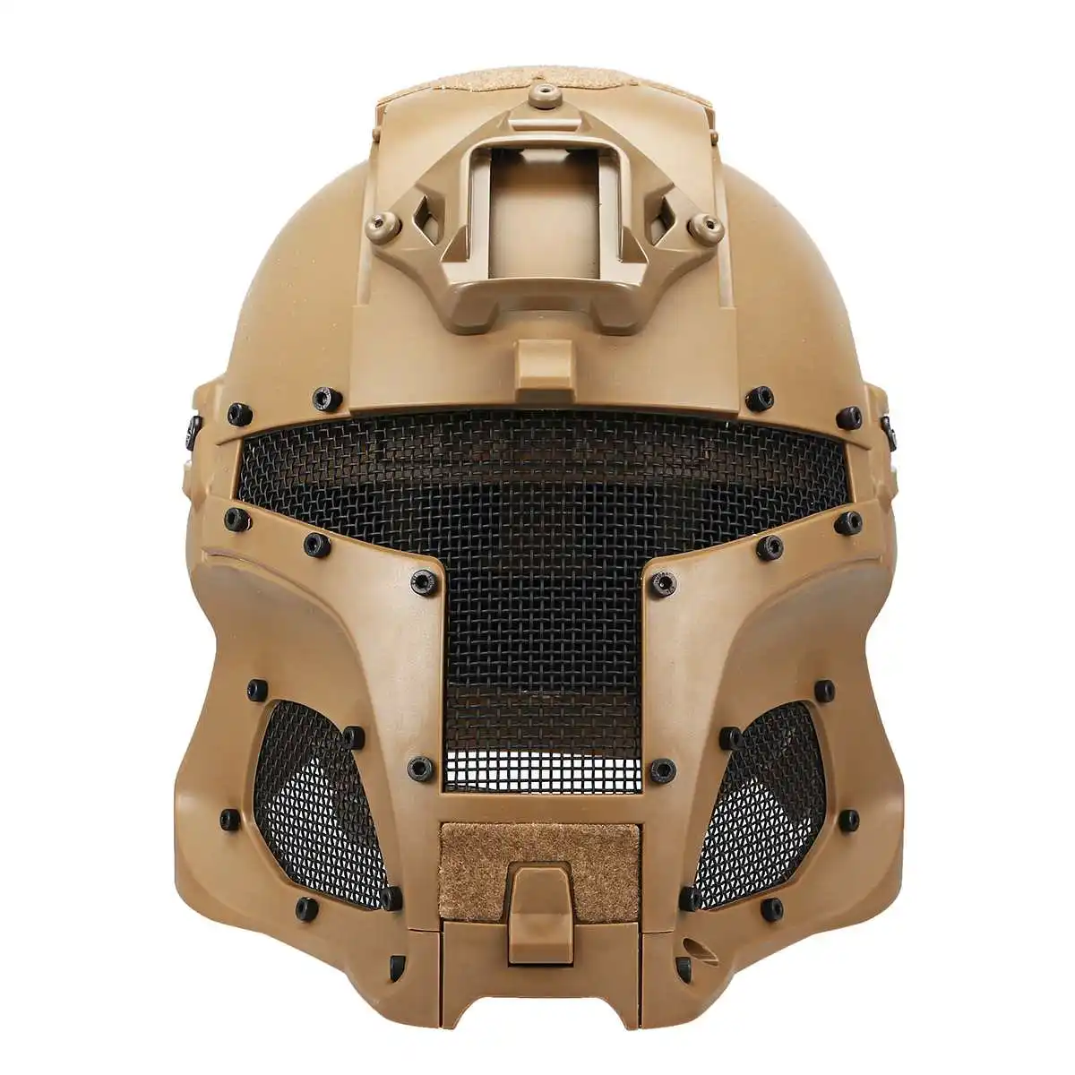 ABS интегрированный Ретро Спорт воин полное лицо сетка для шлема щит Железный воин Тактический Открытый ретро мотоцикл 4 цвета - Цвет: Tan