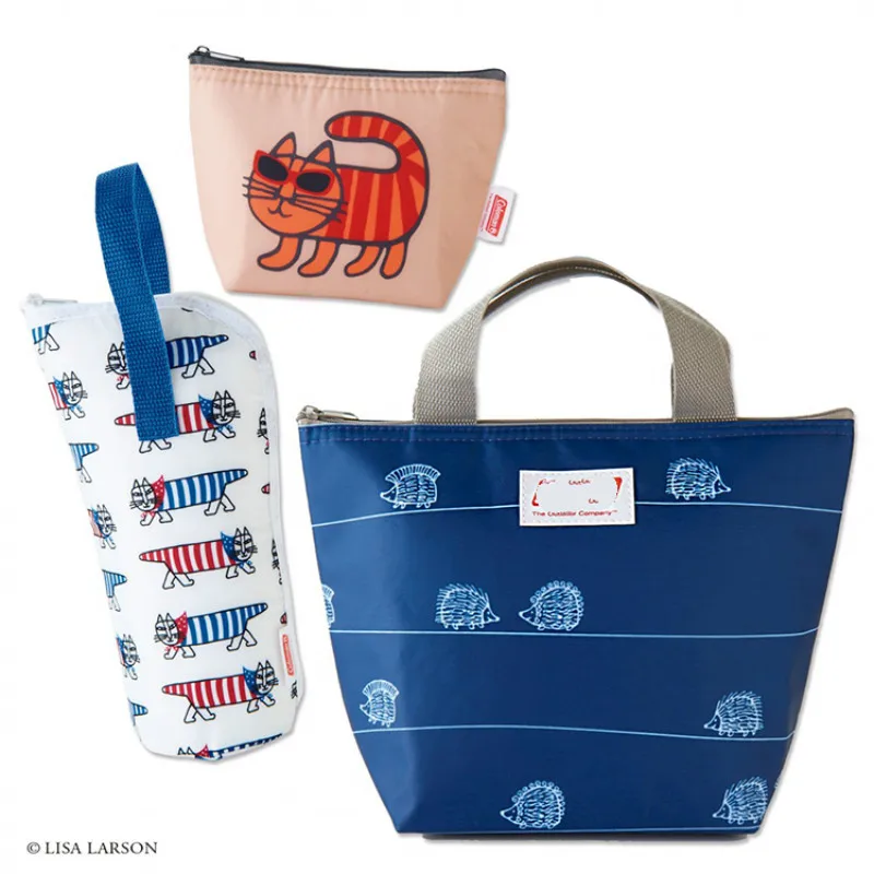 

cute printing cooler bag portable picnic lunch small cool handbag insulated thermal cup ice pack insualtion tote bag 3 piece set