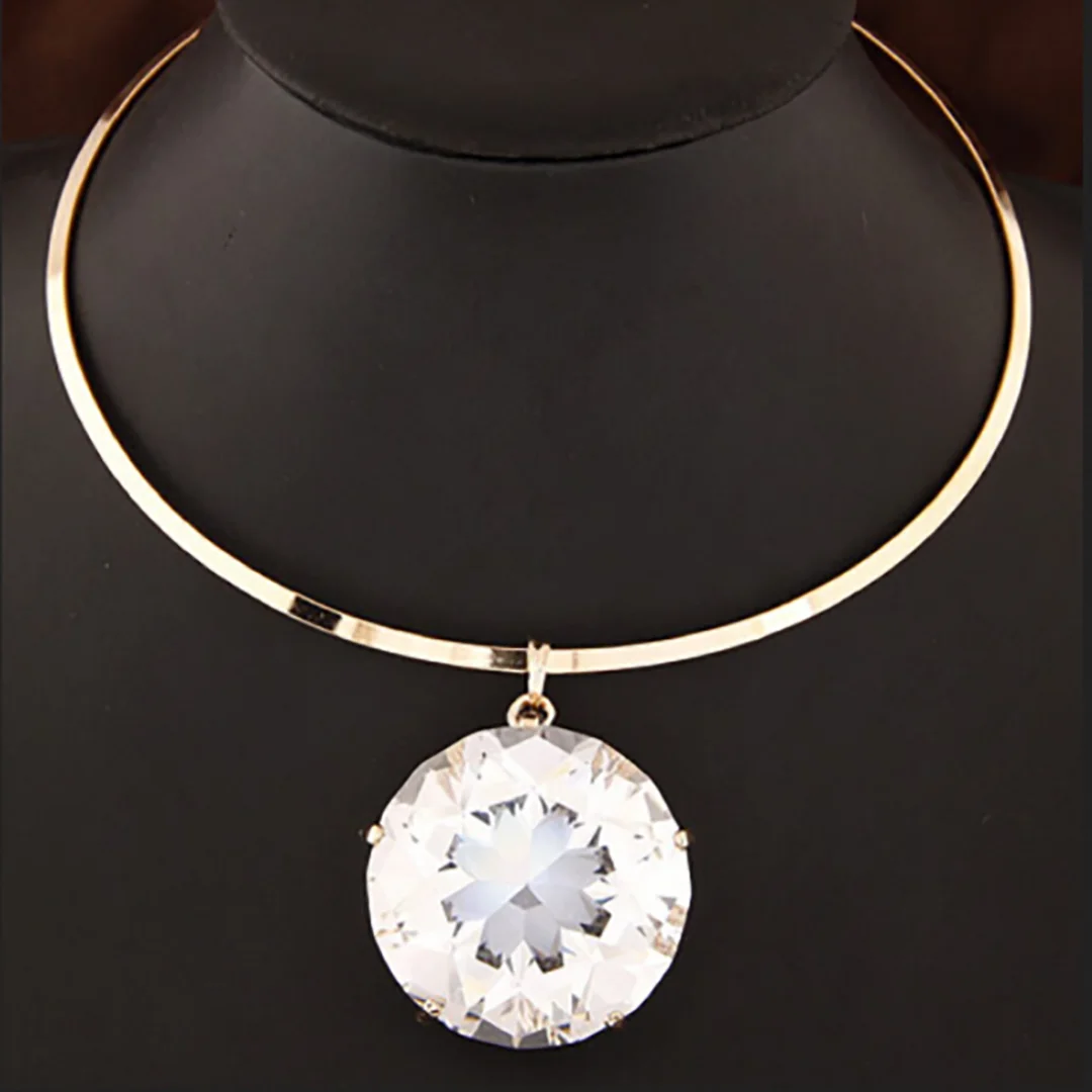 Shellhard Trendy Super Huge Crystal Necklace Exaggerate Large Big Bling Rhinestone Pendant Necklace Charms Women Party Jewelery