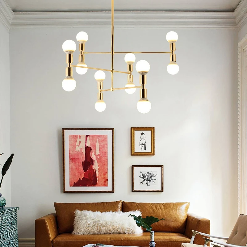 Nordic Creative Linear Line Chandelier Lamp Simple Fashion LED Hanging Light for Living Room Bedroom Coffee Shop Foyer Lighting (13)