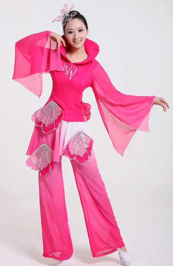 Плюс размер женское танцевальное платье Yangko с цветком женский китайский национальный танец костюм Группа вентилятор костюм для танцев 16