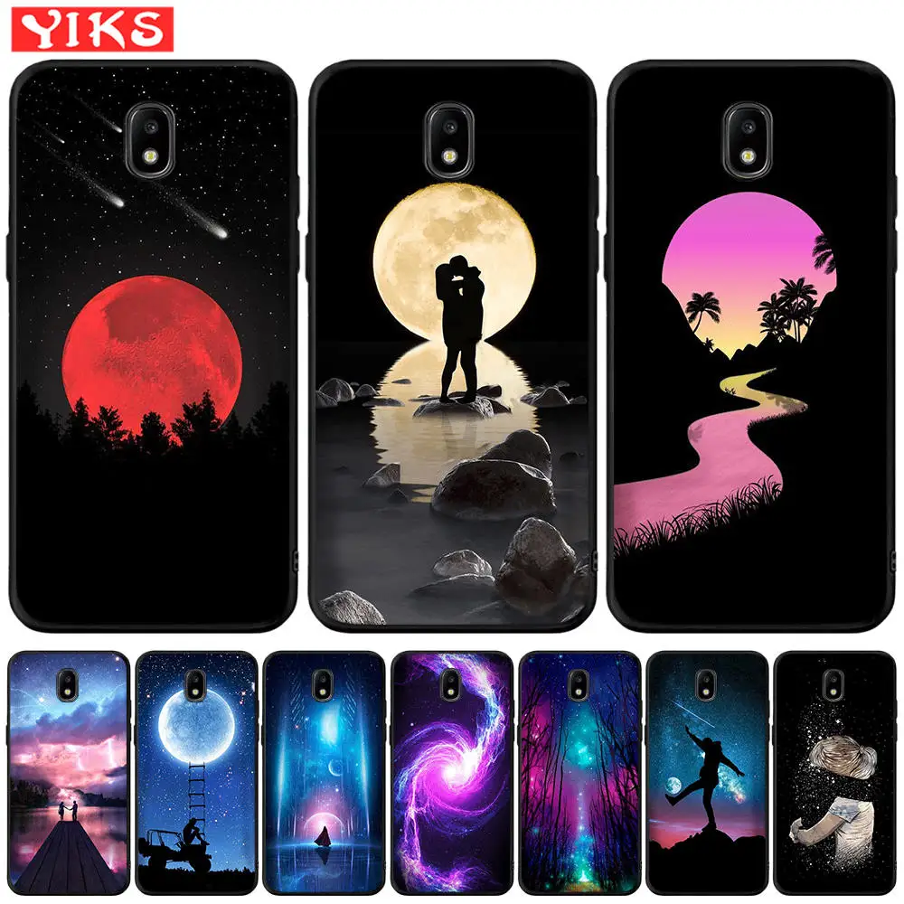 

Starry Nigh Stars Moon Couple Phone Case For Samsung Galaxy J3 J5 J7 2016 2017 J2 Prime G530 j4 J6 Plus 2018 Couple Cover Coque