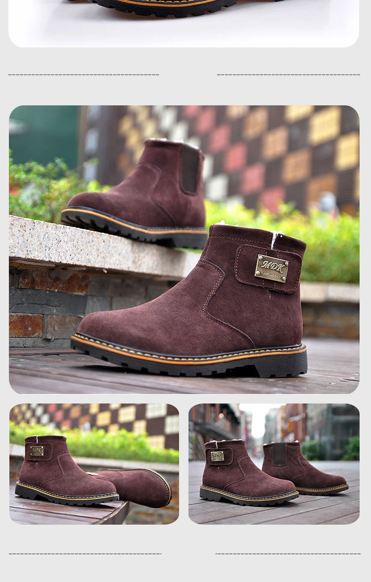 Brand Men's Boots Quality Male Shoes Suede Leather Drive Shoe Warm Fur Winter Casual Snow Bot Man Mens Ankle Boots (13)