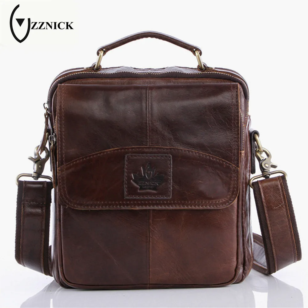 ZZNICK Genuine Leather Mens Bags 2018 Fashion Male Crossbody Bags Small Flap Casual Cowidth Bag ...