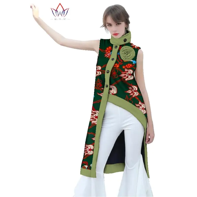 

2019 Spring New Summer African coat Dashiki Africa Clothing Traditional blouse sleeveless Fashion Design blazers 6xl BYW WY2610