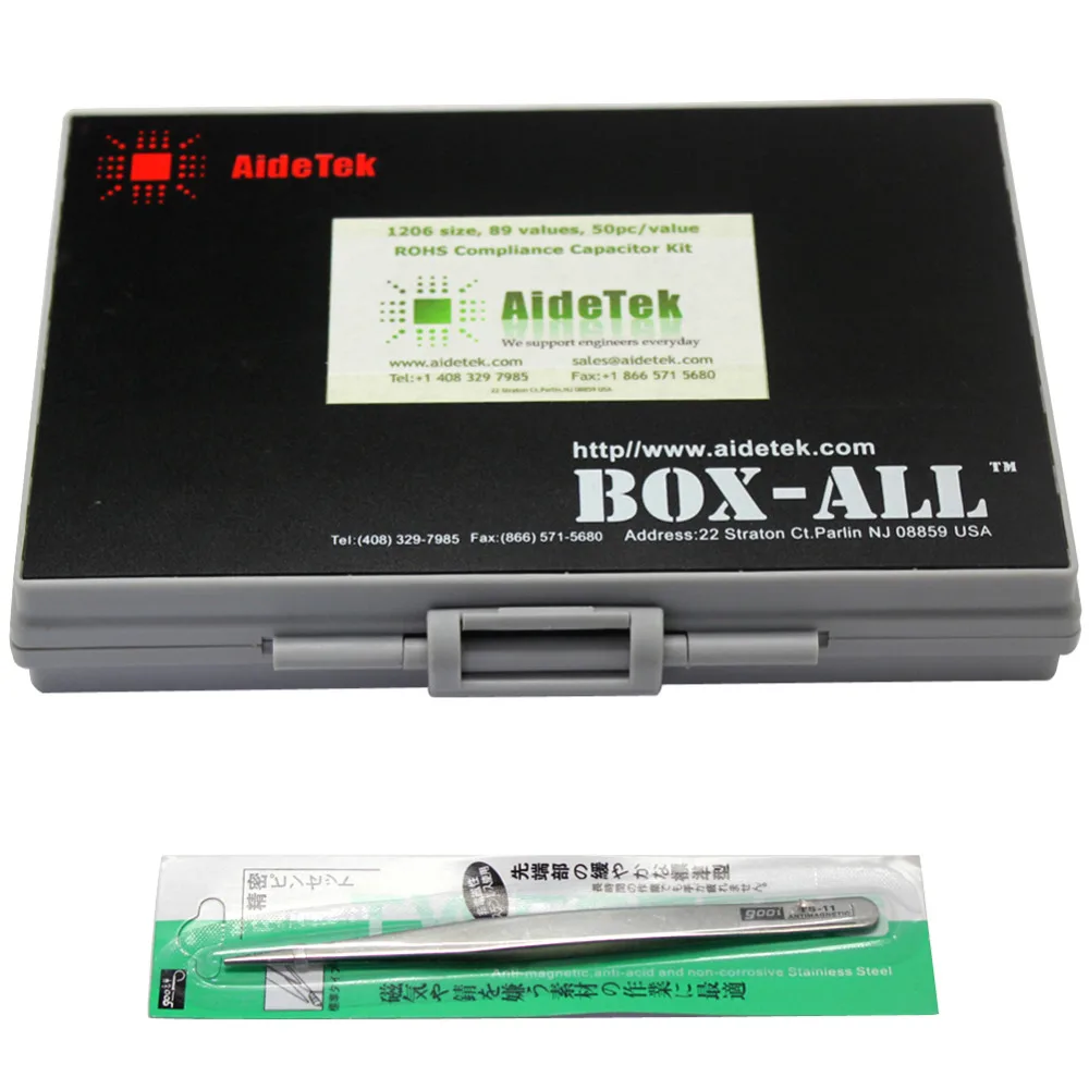 AideTek SMD 1206 커패시터 박스 키트 최대 22uF 89V x 50pcs X7R NPO 분산 모듬 커패시터 정리 스토리지 C1250