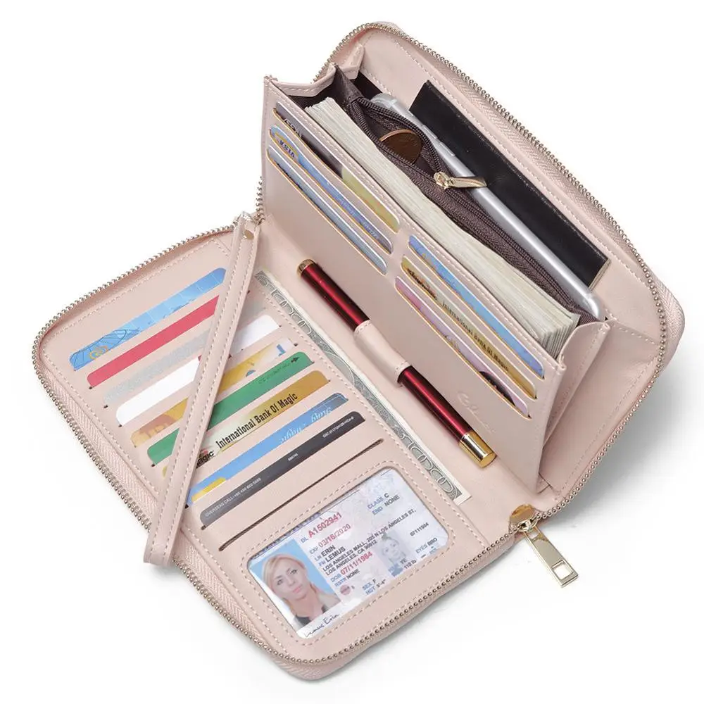 pink women wallet Новинка, женский кошелек, Женский кошелек, известный бренд, с отделением для карт, для мобильного телефона, с карманом, искусственная кожа, Женский кошелек, клатч, женский кошелек - Цвет: pink women wallet