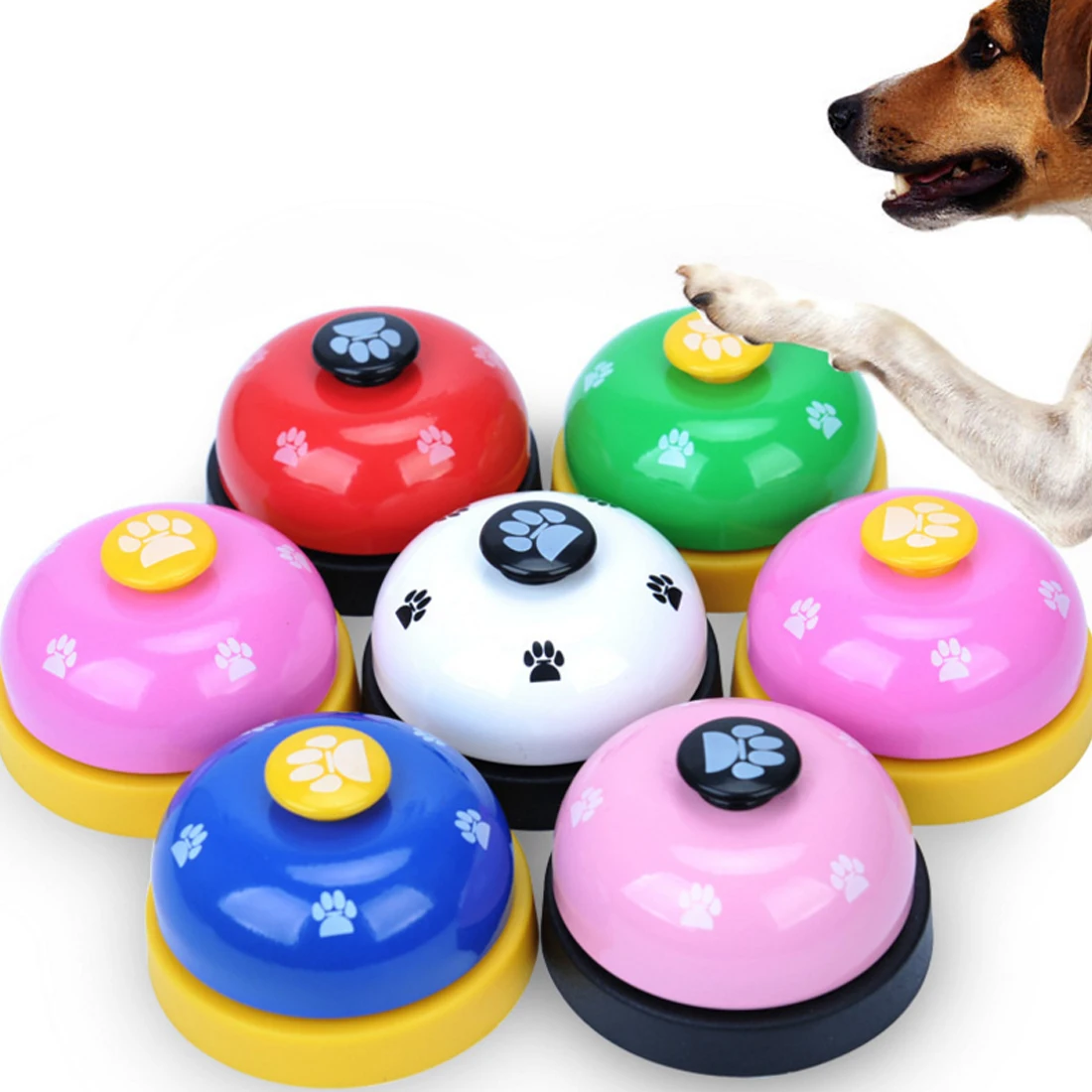 Professional Pet Training Clicker Bell Dog Footprint Dinner Feeding Door Ring Random Color