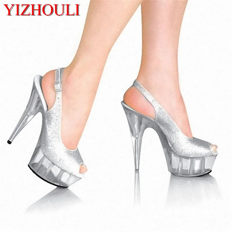 

15cm high heel lady shoes nightclub dancing shoes Crystal appeal heel sandals