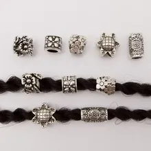 5 шт./упак. из тибетского серебра и разными 5 видов стилей, подвязанные лентой, с объемной волной, дредлоки, для увеличения объема, бусины зажимы манжеты около 4,5-5,5 мм Внутреннее отверстие ювелирные изделия