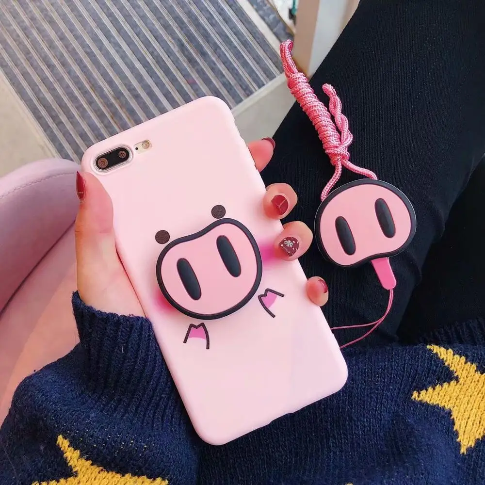 

FastDeng lovely pink pig phone cover for Samsung S8 S9 S10 plus lite simple cute kickstand for Samsung Note8 Note9 A750 case