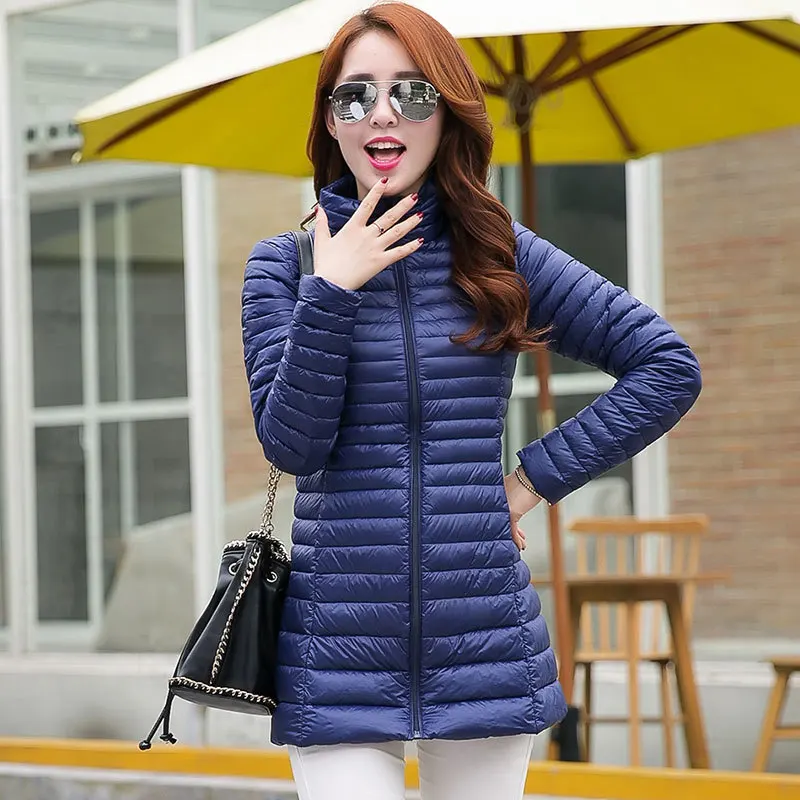2018 Весна Осень Новая легкая куртка для женщин длинный стиль тонкий Hooides Daunenjacke 90%