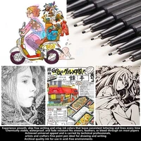 10Pcs/set Pigment Liner Micron Ink Marker Pen 0.05 0.1 0.2 0.3 0.4 0.5 Brush Tip Black Fineliner Sketching Manga Drawing Pen 6