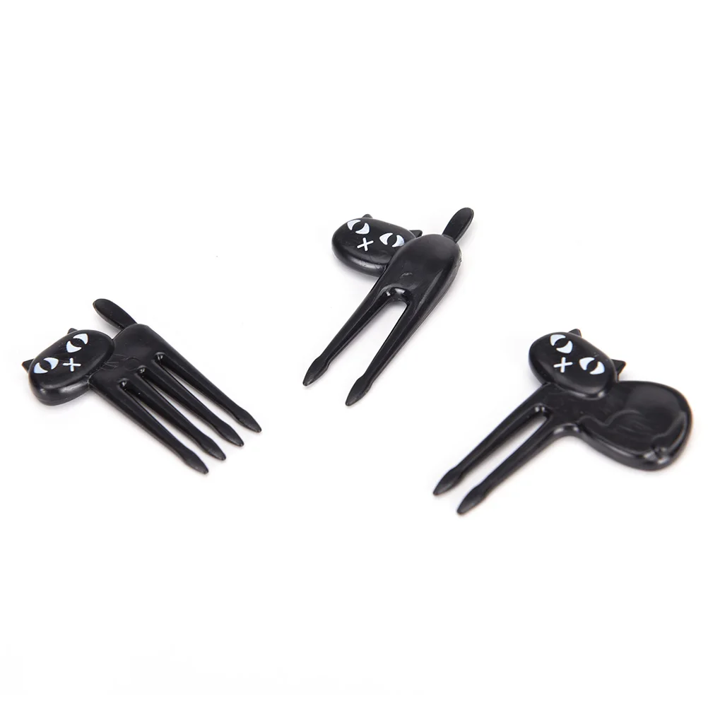 Black Cat Fruit Forks Snack Dessert Forks Food Picks Bento Accessories Kitchen Utensils 6pcs/set