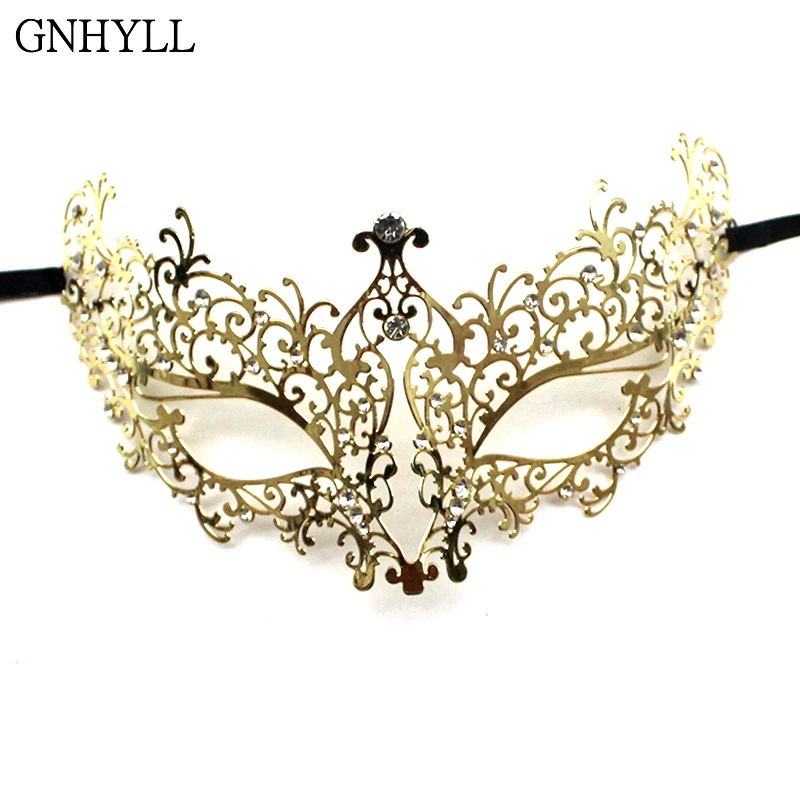

White Wedding Mask Gold Silver Metal Venetian Masquerade Phantom Mardi Gras Party Ball Eye Masks Black Prom Costume Mask Women&&