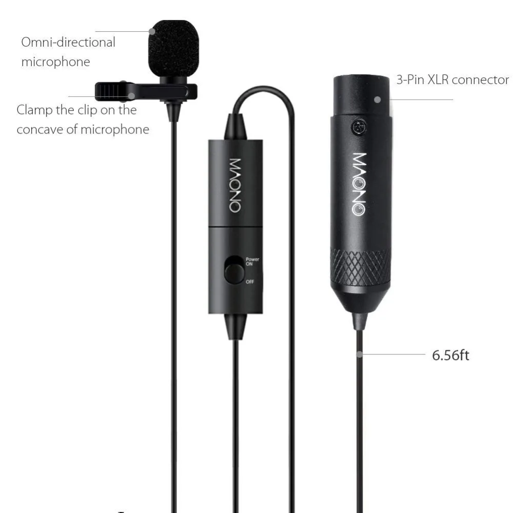 MAONO XLR петличный микрофон конденсаторный всенаправленный Металлический Нагрудный микрофон клип-на микрофон для Canon sony DSLR камера видеокамера