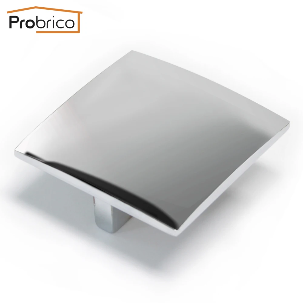 Probrico Wholesale 100 PCS Furniture Drawer Knob PD25007PC Zinc Alloy Polished Chrome Square Kitchen Cabinet Knob