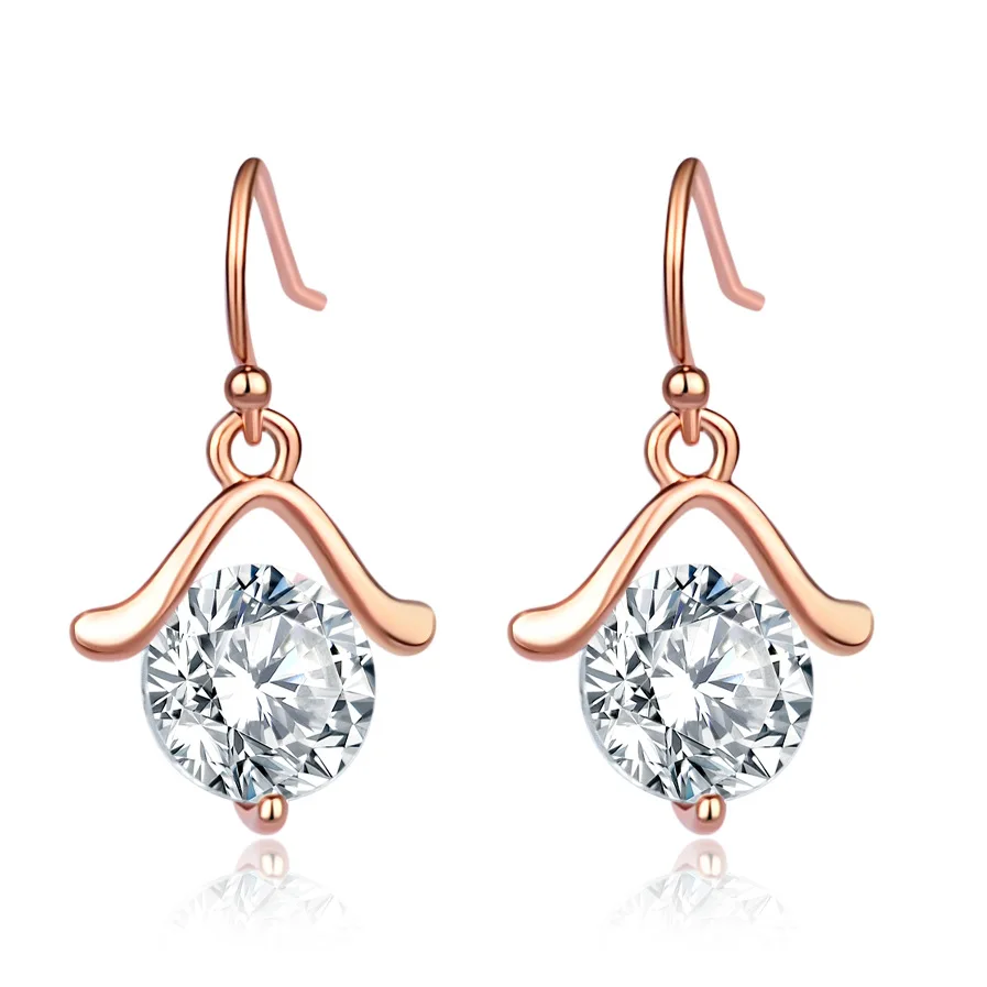 

New zircon earrings Korean jewelry ladies wild simple rose gold earrings
