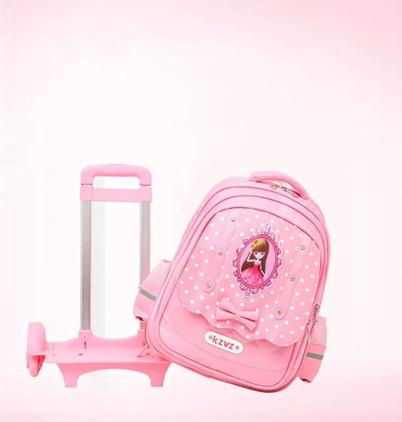 Багаж сумки для малыша девушки Тележка школьный рюкзак сумка на колесах для школы сумка тележка на колесах школы прокатки рюкзаки
