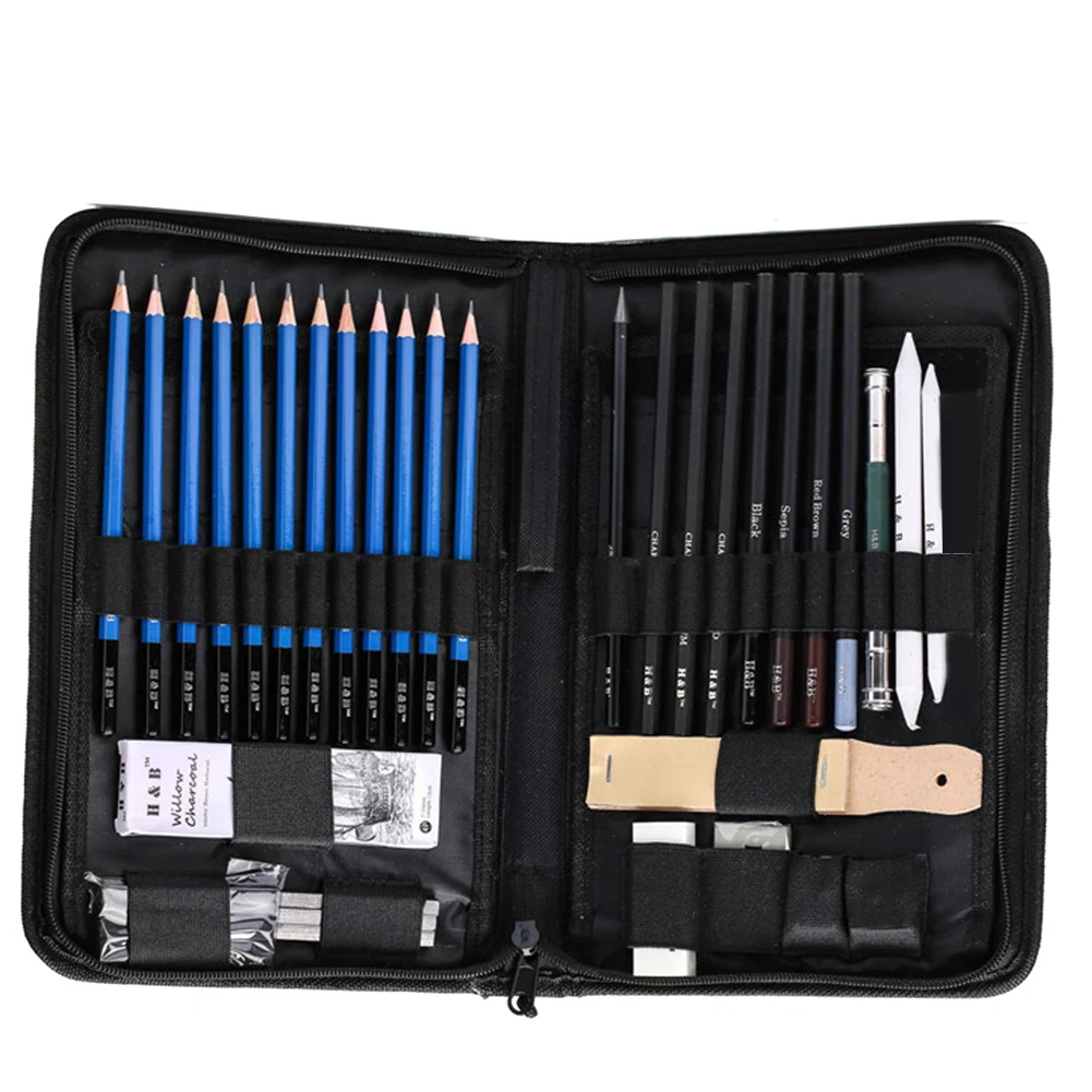 

40pcs Drawing School Travel Sketching Pencils Set Home With Zipper Bag For Kids Stationery Art Supplies Beginner Craft Student