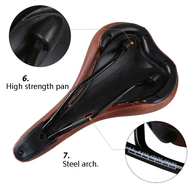 DEPRO Retro Vintage Leather Bicycle Saddle Seat Custion Road Bike MTB Sport Saddle Brown Bicycle Cycling Saddle Bike Seat