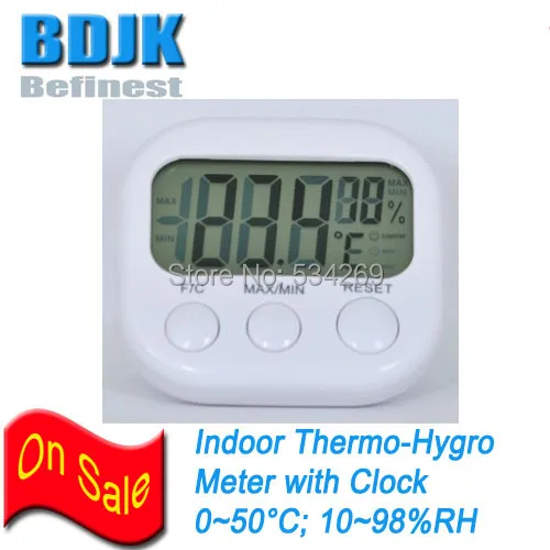

Free Shipping Digital Thermometer and Hygrometer With Clock Measuring Instruments