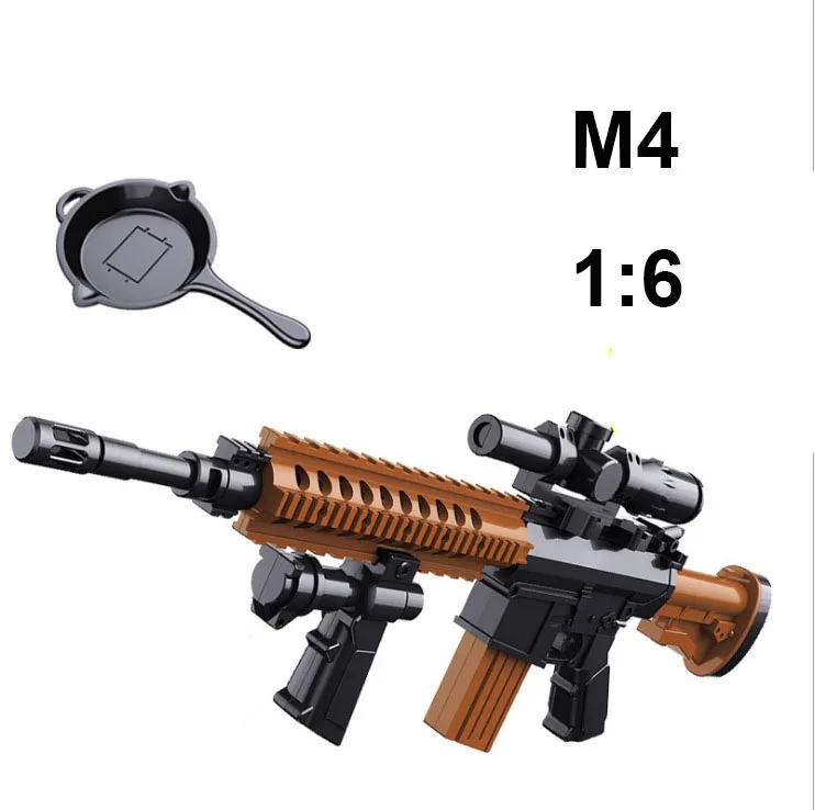 1:6 AK47 SCAR M14 M16 AWP винтовка пластиковый пистолет в сборе модель игрушки для 1" фигурки строительные блоки игрушечный пистолет для детей - Цвет: M4