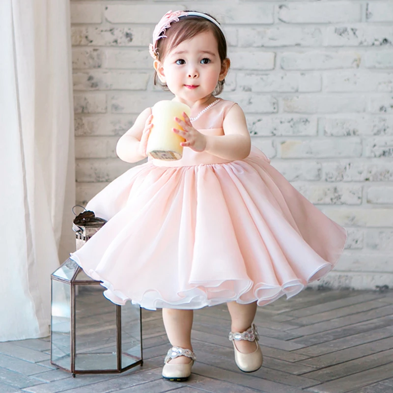 

Summer Princess Dress Pink Tulle Bow Ball Gown Princess Girl Dresses Sleeveless Flower Girl Dress Evening Party Dress Girl E327